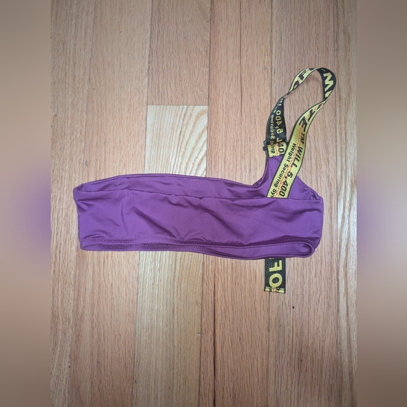 4S. NWOT OFF-WHITE LOGO BAND ASYMMETRIC BIKINI TOP ONLY SIZE IT 36/ US 0 - Picture 3 of 5